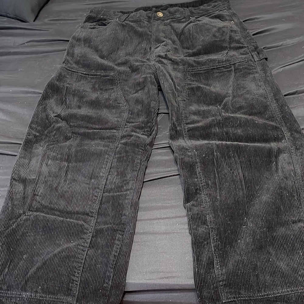 Selling no boundaries, black corduroy double knee carpenter pants, waist(34)